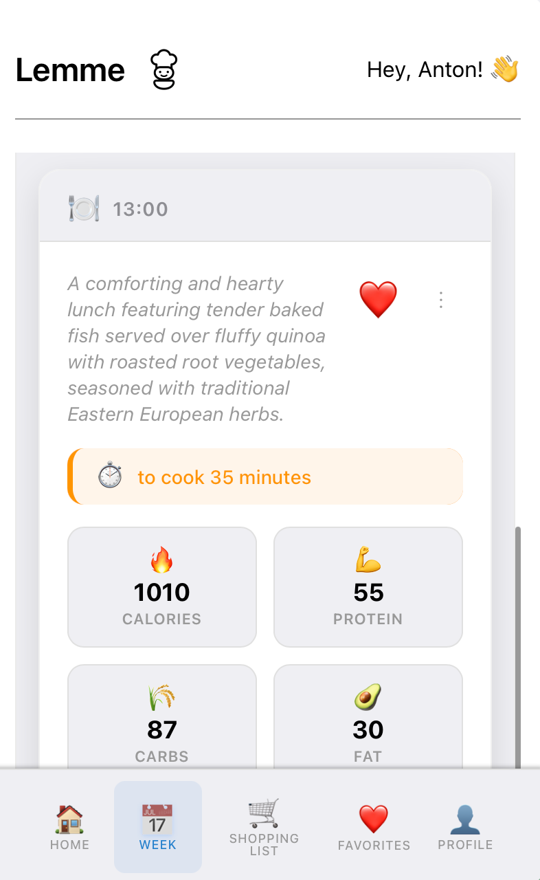 Weekly Meal Planning